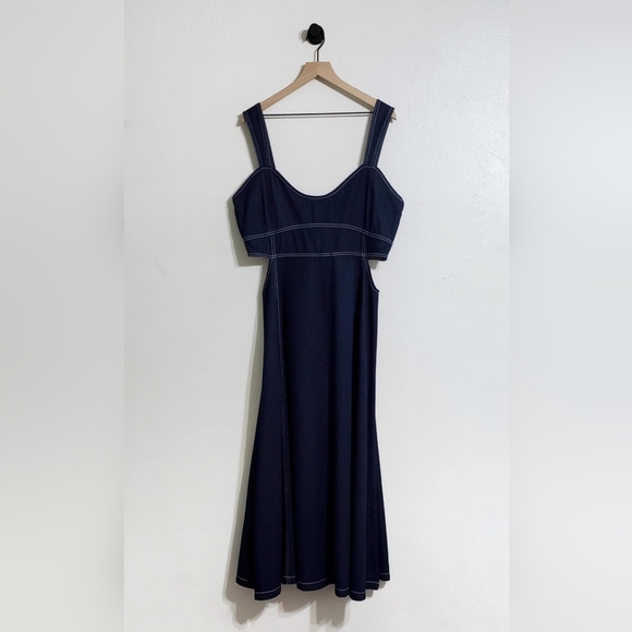 Anthropologie Aureta Studio Corset Denim Cutout Dress In Denim Blue Size XL NWT - Picture 9 of 12